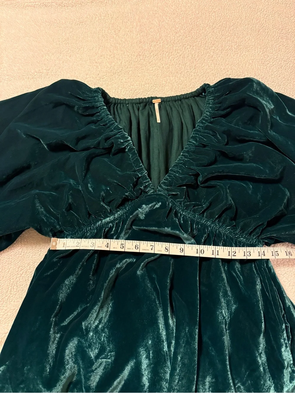 Free People Portia Velvet Mini Dress Emerald Green